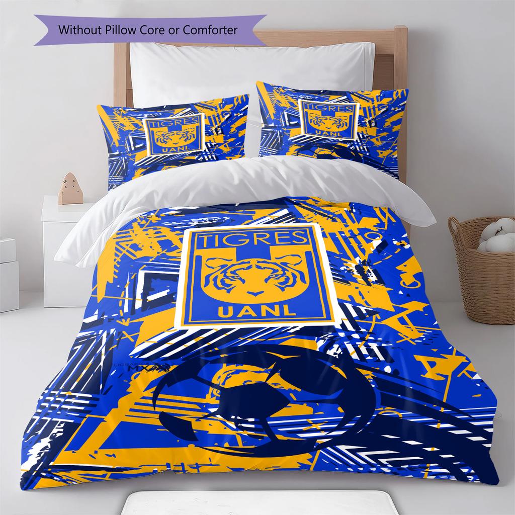 Tigres UANL Muster Bettwäsche-Set Bettbezug Kissenbezug Heimdekoration Geschenk (1 Bettbezug + 2 Kissenbezüge, ohne Füllung)