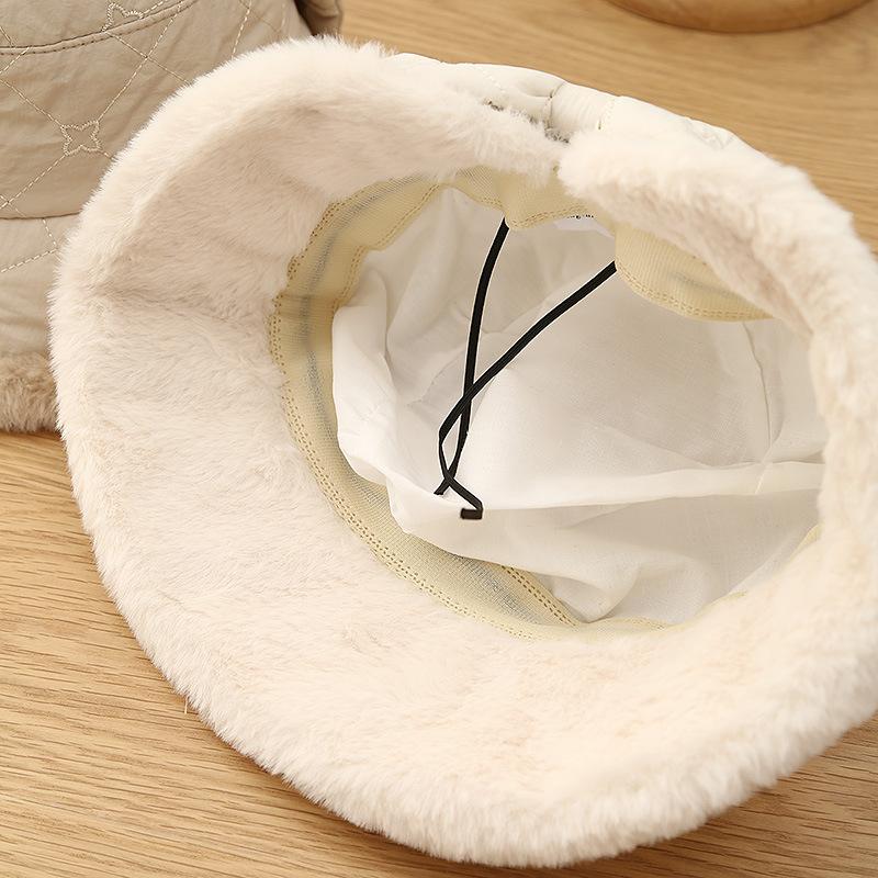 Fashion Bow Padded Bucket Hat Women's Autumn and Winter Casual Plush Basin Hat
