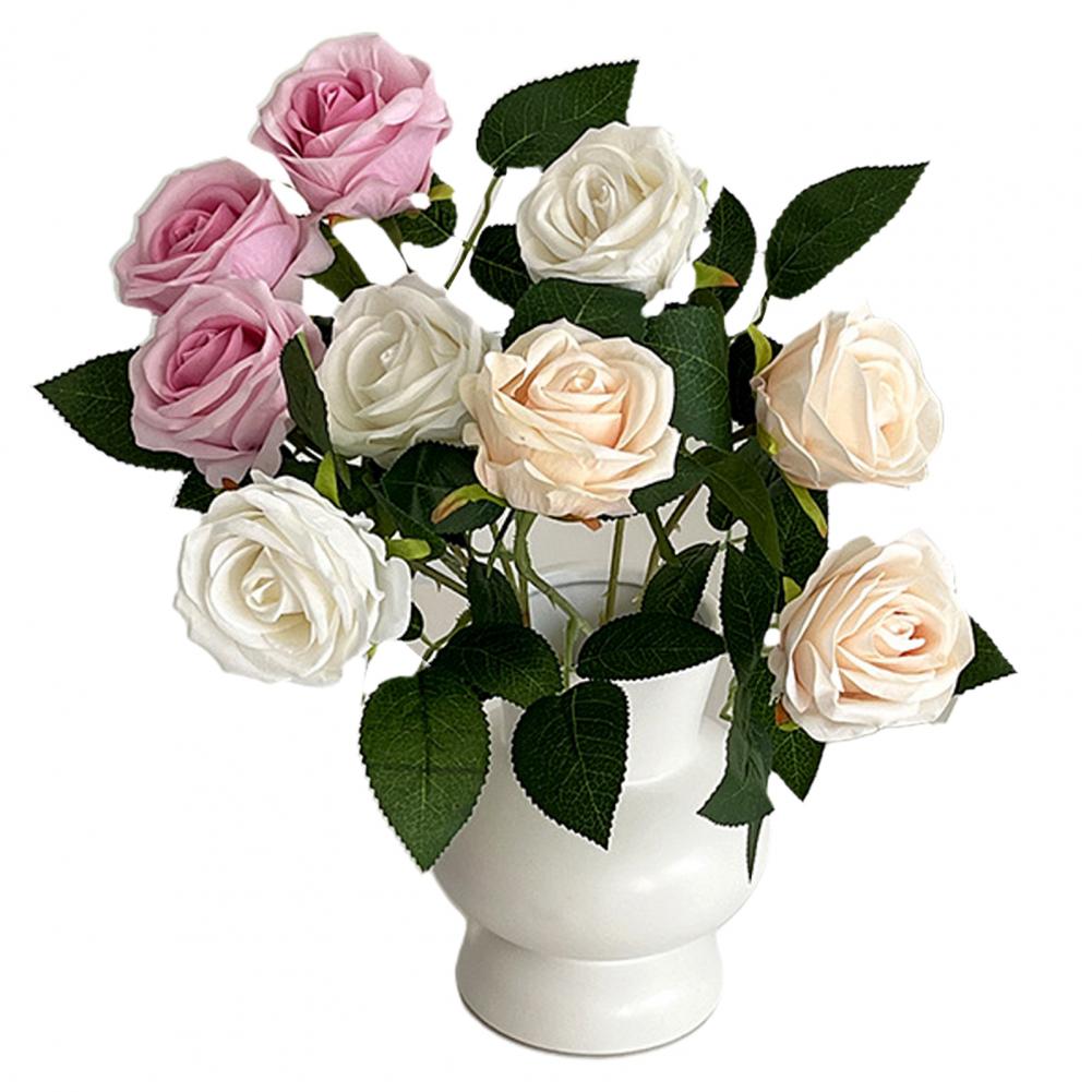 5pcs Simulated Rose Bouquet Artificial Flower Arrangement Vibrant Simulated Flower Bouquets No Withering Long-lasting Decor for Home