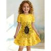 3D Cute Printed Dress for Young Girls, Short Sleeved Round Neck Children's Party A-line Dress Suitable for Birthday Gifts
