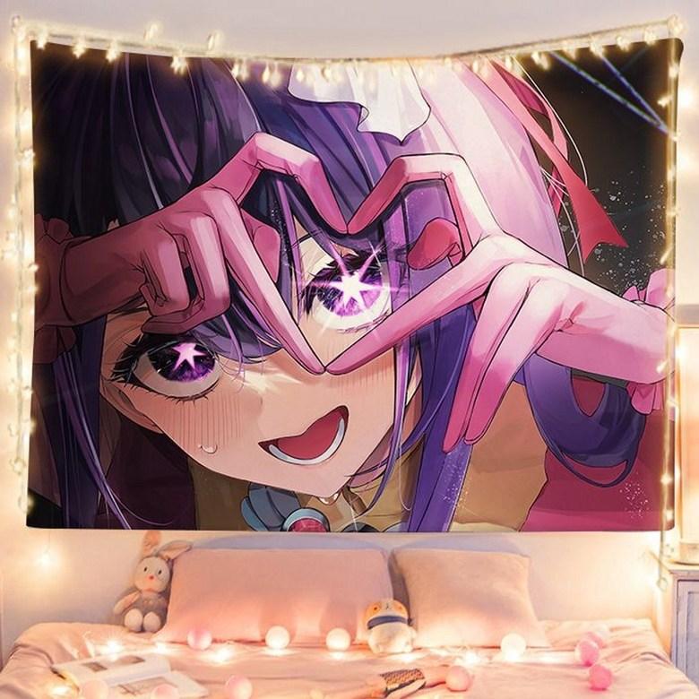 Japanese Anime Tapestry Polyester Fiber Wall Hanging Cloth Hoshino Love Fans Support Bedroom Dormitory Photo Background Cloth