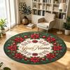 Blumige Blumen (40) Thema Runder Kristall-Samt-Teppich Benutzerdefinierter Name & Text Runder Weicher Bodenläufer für Wohnzimmer Schlafzimmer Dekoration