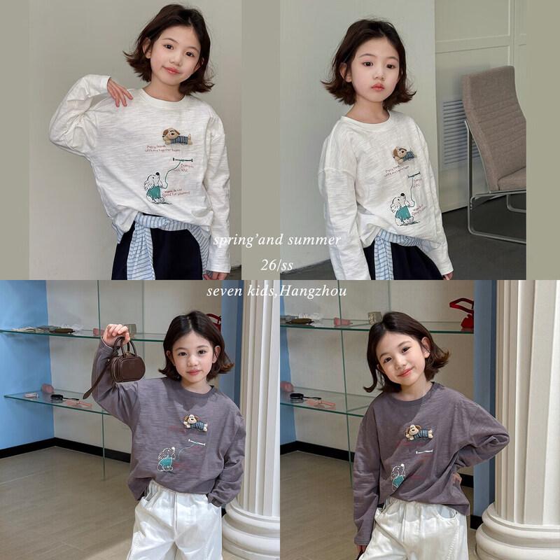 SEVEN BOBI Girls  Cartoon Puppy Long Sleeve T-Shirt 120 cm
