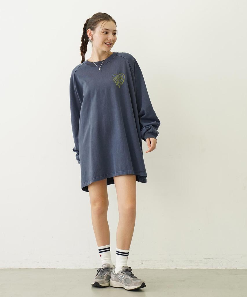 Milkfed Casual MELTY HEART SUPER BIG TEE Navy B/B Women's