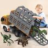 Dinosaur Dump Truck with Cage Sound and Light Toy Trucks with 4 Dinosaurs Friction-Powered Toy Truck B240