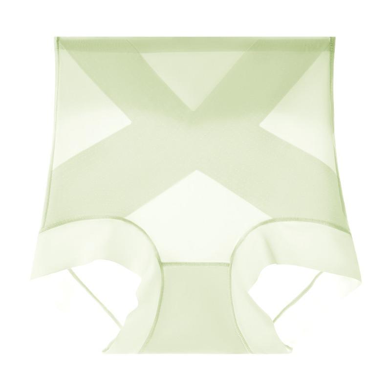 

High Waist X Shape Cross Tummy Control Seamless Ice Silk Hip Lifting Women Briefs L зелёный