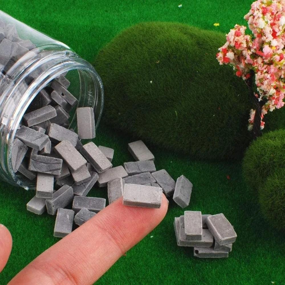 150/250 pieces gray mini wall tiles miniature brick statue model brick building set fake bricks for garden landscape accessories
