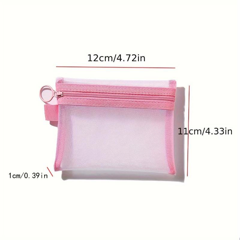 Pink Cute Mesh Cosmetic Bag Portable Mini Transparent Storage Bag Travel Cosmetic Storage Bag S
