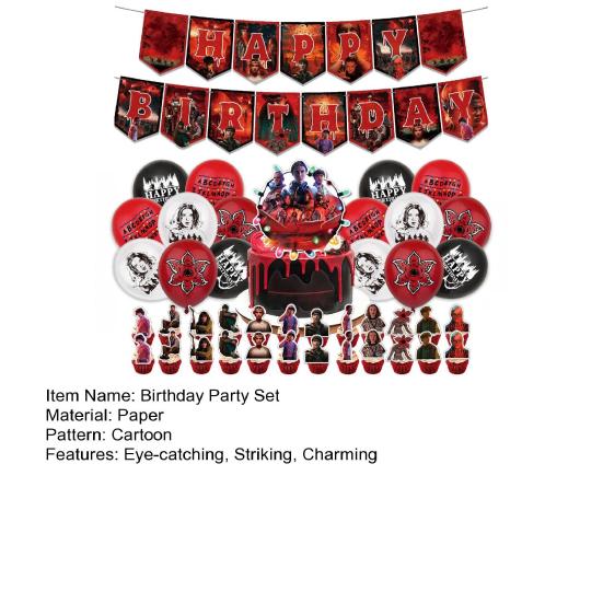 Geburtstagsfeier Dekorationen Happy Birthday Banner Luftballons Cake Topper Cupcake Einstecker Set Anime Themenparty Zubehör für Geburtstag Weihnachten