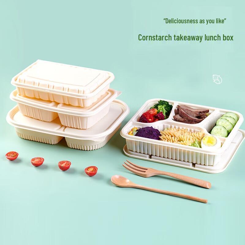Biodegradable 5-Compartment Takeout Boxes with Lids