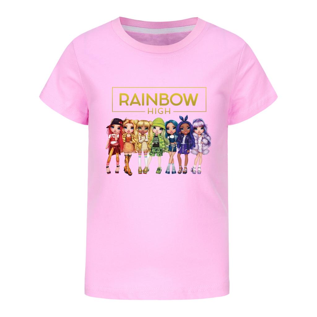 Fantasy Friends Rainbow High T-Shirt Kinder Sommerkleidung Mädchen Kurzarm Oberteile Kleinkind Junge Mode Streetwear Kinderkleidung
