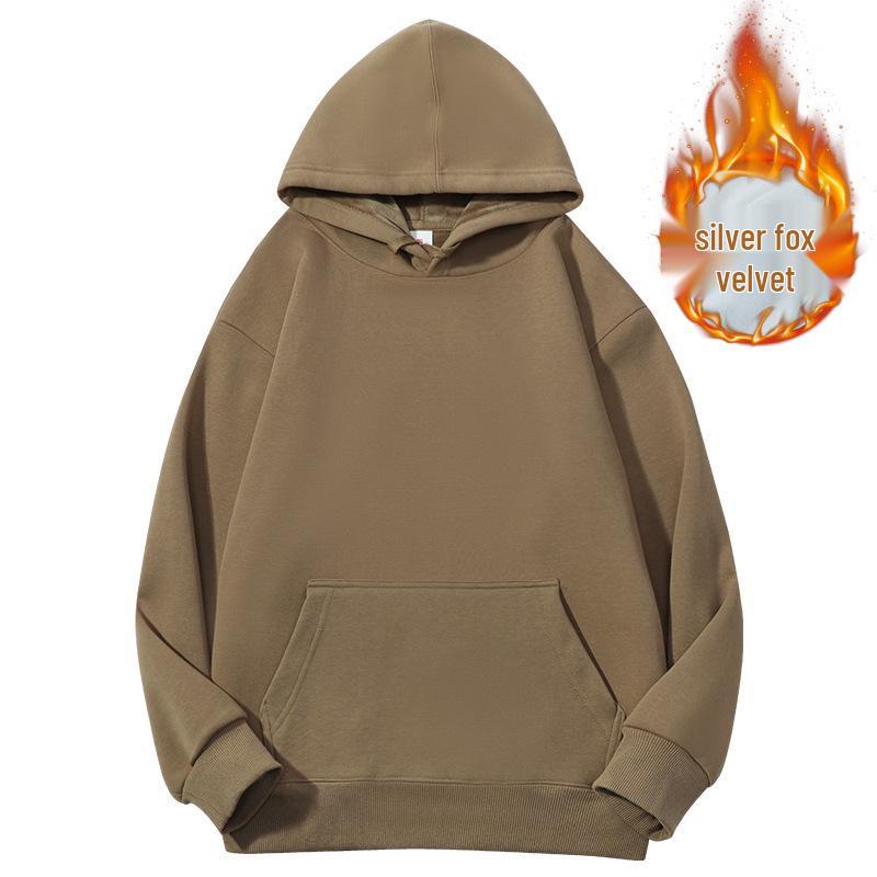 Men's Heavyweight Iron Gray Fleece Hoodie - Warm, Loose Fit for Autumn/Winter