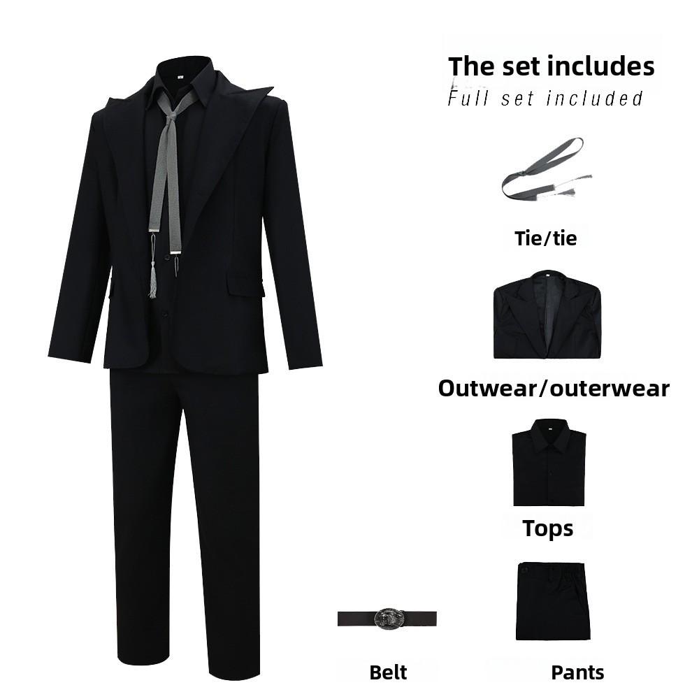 Completo Cosplay Crowley di Good Omens in Tessuto Poliestere per Eventi di Costume di Halloween
