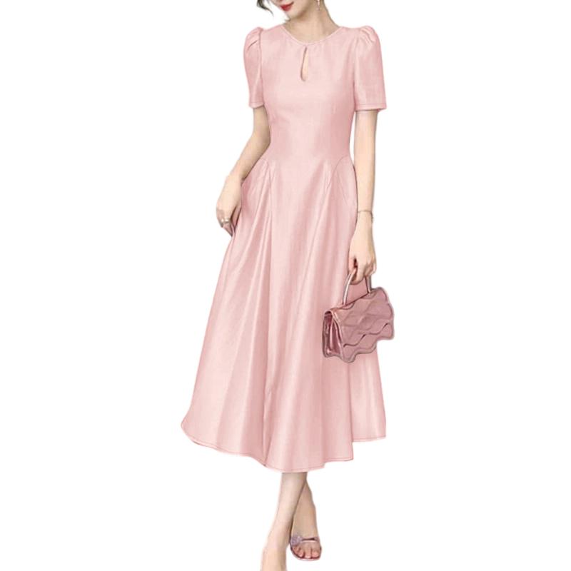 

ZANZEA Женское летнее свободное повседневное платье с круглым вырезом и коротким рукавом L розовый