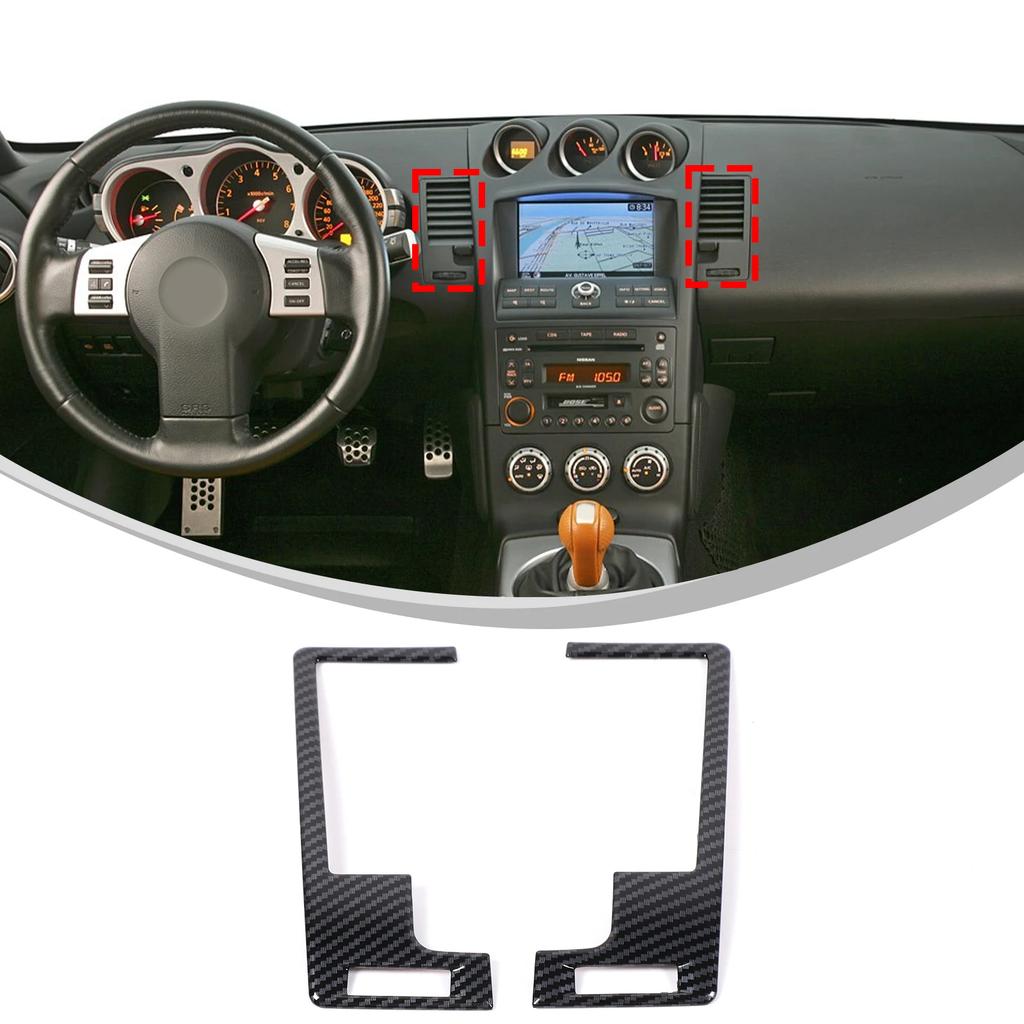 For Nissan 350Z Z33 2003-2006 LHD ABS Carbon Fiber Car Control Gear Shift Panel air outlet cover Rearview Mirror Cover Sticker
