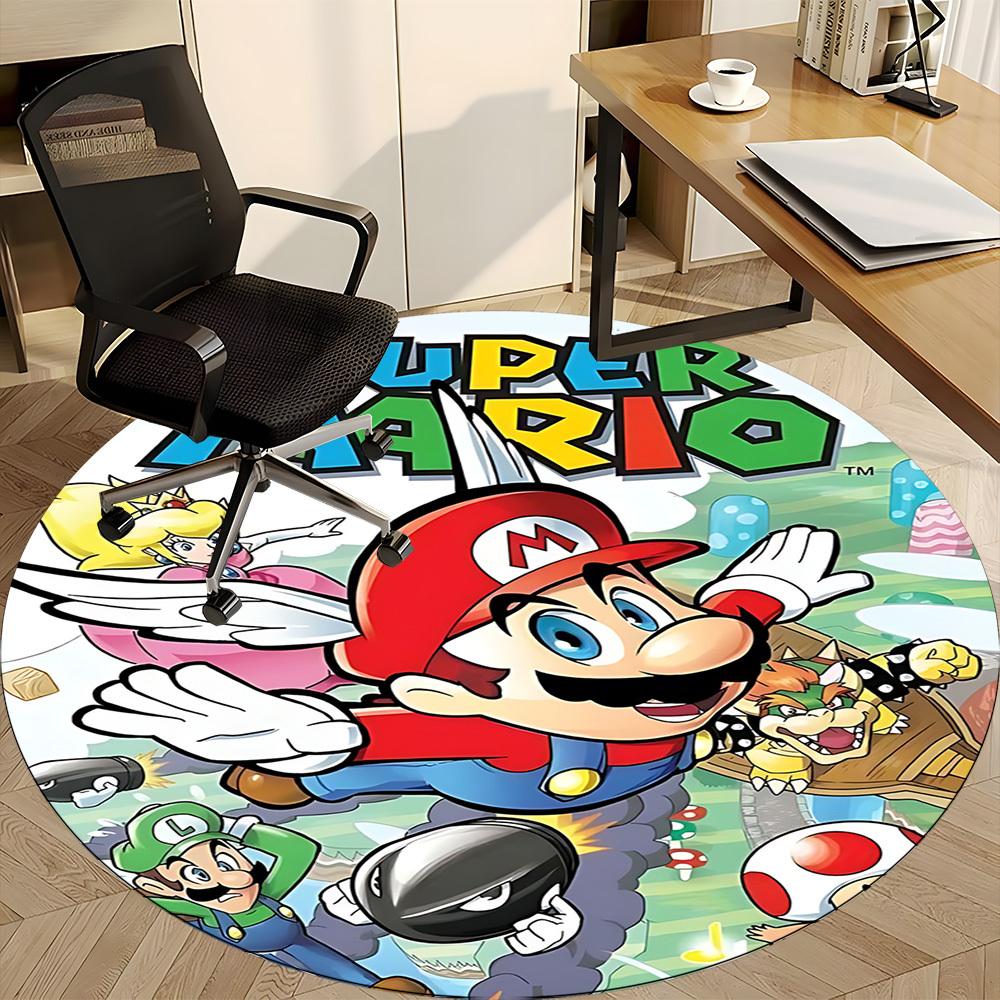 1 szt. Super Mario Bros. Okrągły dywanik biurowy, pod krzesła biurowe, do sypialni, salonu, wystroju domu a1022284