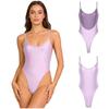 Women Nightclub Beach Swimsuit Oil-shiny Glossy Leotard Backless High-cut Stretchy Sling Bodysuit One-piece Diving Wear