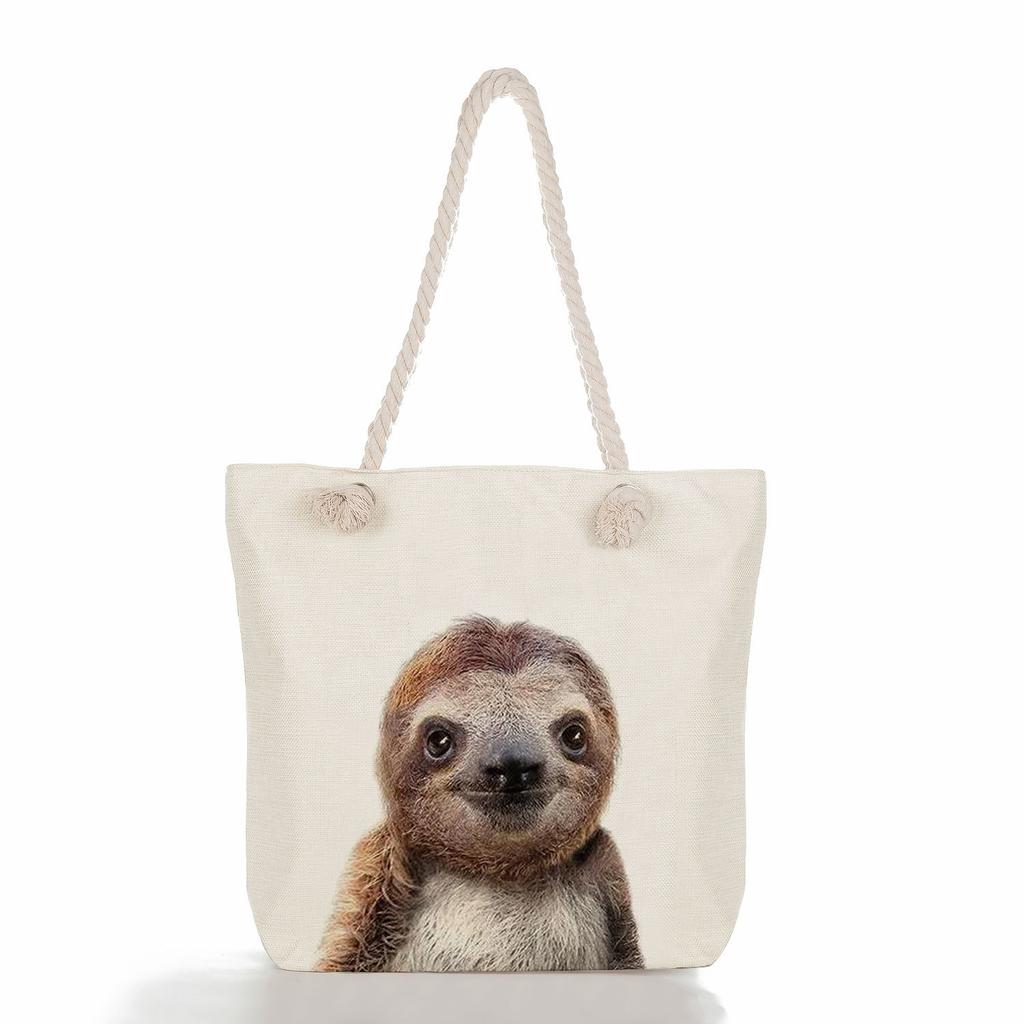 Cute Animals Print Thick Rope Single-shoulder Beach Bag 7210