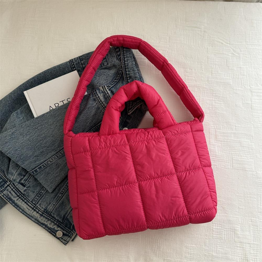 Nylon Space Cotton Handbag Solid Color Puffy Shoulder Bag Casual Cloud Tote Bag Daily