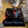 Custom 1Pc Avatar Style Blue Portrait Flannel Personalized Rug Non Slip Floor Mat Soft Carpet for Living Bedroom Office Home Decor Gift