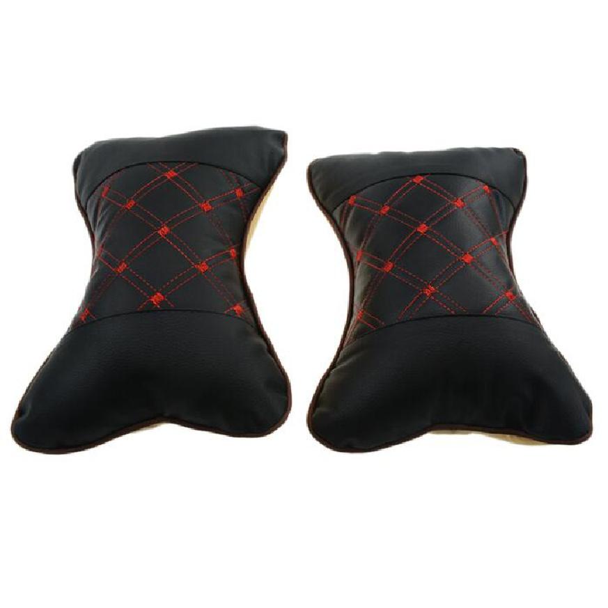 

2 шт./компл. кожаная подушка для автокресла, дышащая подушка для головы, шеи, защитная подушка, подушка, подголовник красный