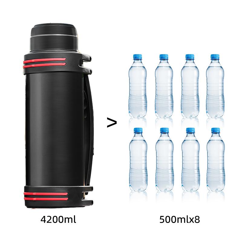 4000ML Black Stainless Steel Thermos Bottle High-capacity Outdoors Motion Mountain Climbing Water Bottle Home Thermos Cup