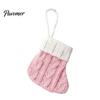 Small Holiday Stocking Ornaments Christmas Tableware Holder, Knitted Stockings Spoon Knife Fork Cutlery Holders Bag for Fireplace, Tree, Party Dinner