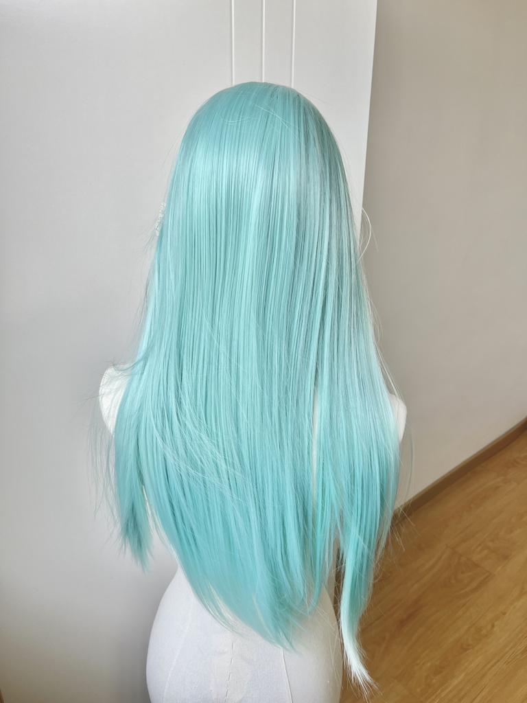 Mint Green Lace Front Wig for Women 13*4 Lace Frontal Long Straight Hair Wigs High Quality Fibers Synthetic Lace Wig for Cosplay