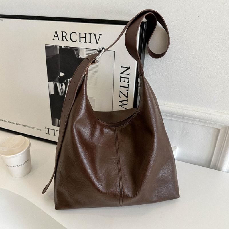 Vintage Faux Leather Hobo Tote Bag for Women Large Capacity Soft Shoulder Bag Casual Commuter Handbag Daily Work Crossbody Bag