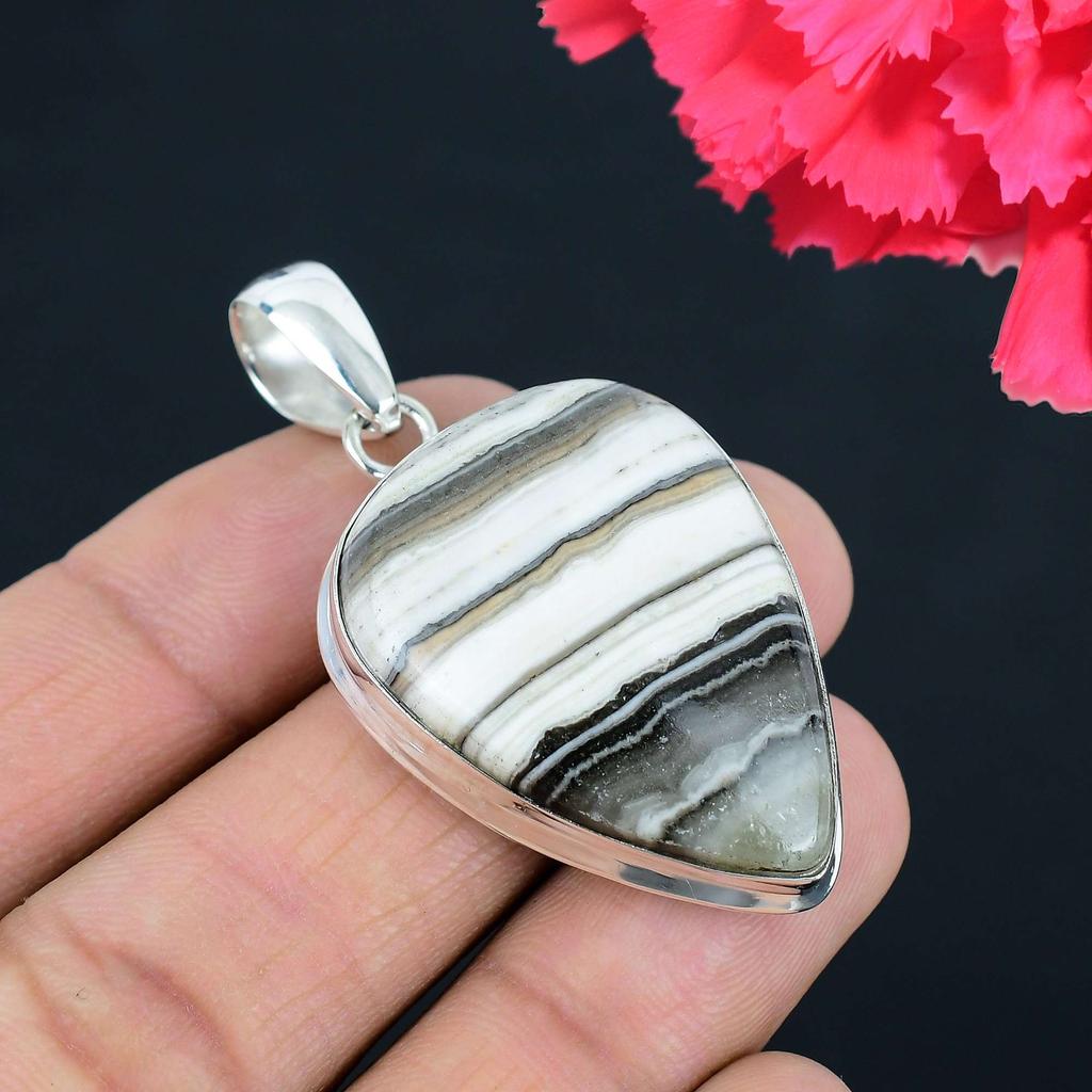 Přívěsek z prériového achátu, masivní stříbro ryzosti 925, šperk, dárek pro unisex