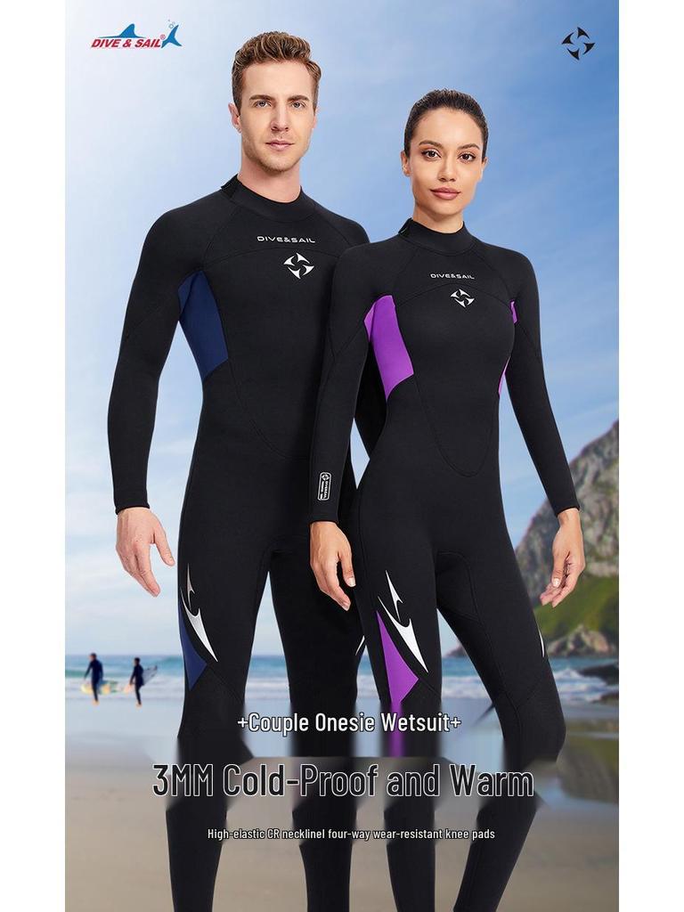 DIVE&SAIL 3MM Unisex Long-Sleeve Wetsuit for Diving & Surfing
