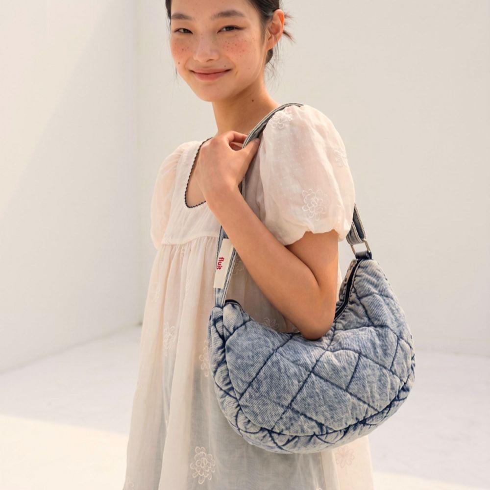 Fluit Studio Adjustable Strap Vintage Denim Quilted Shoulder Crossbody Bag