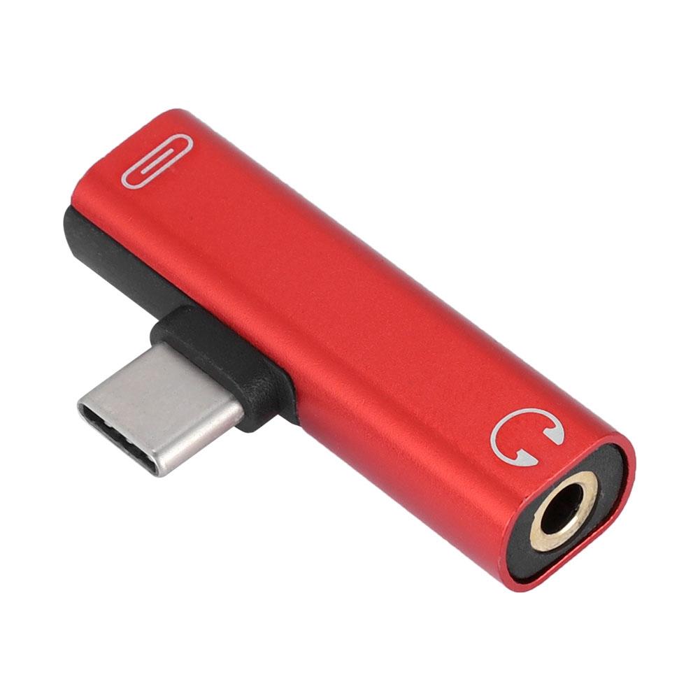 2'si 1 Arada Type C - 3.5mm Kulaklık USB Şarj Dönüştürücü Çok Fonksiyonlu Dönüştürücü Siyah