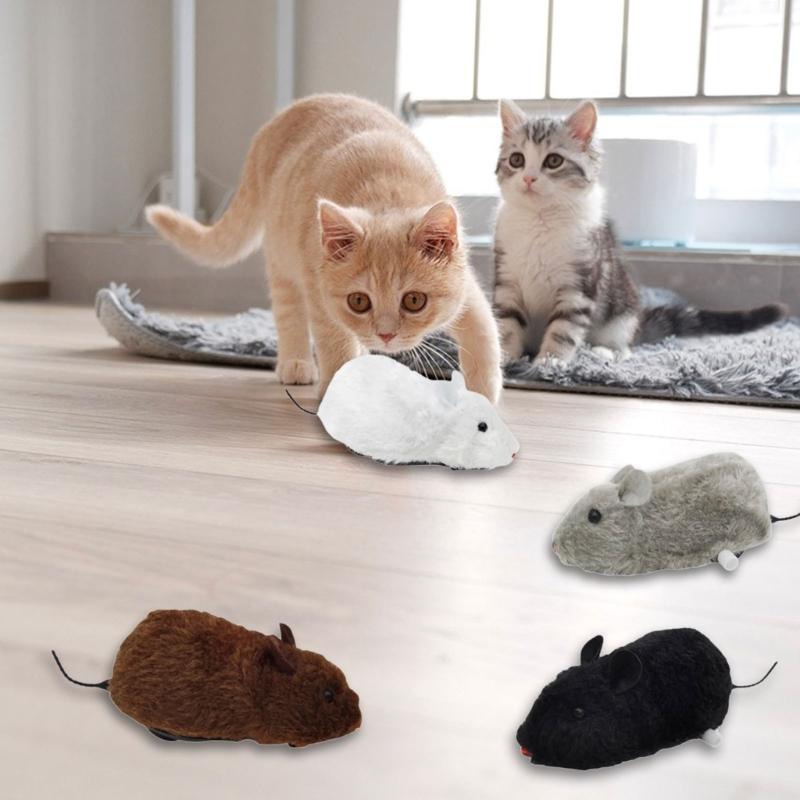 4Pieces Wind Up Mouse Toy Set Realistic Mice Toy For Pet And Kids Interactive Windingup Mice Toy for Baby Crawling