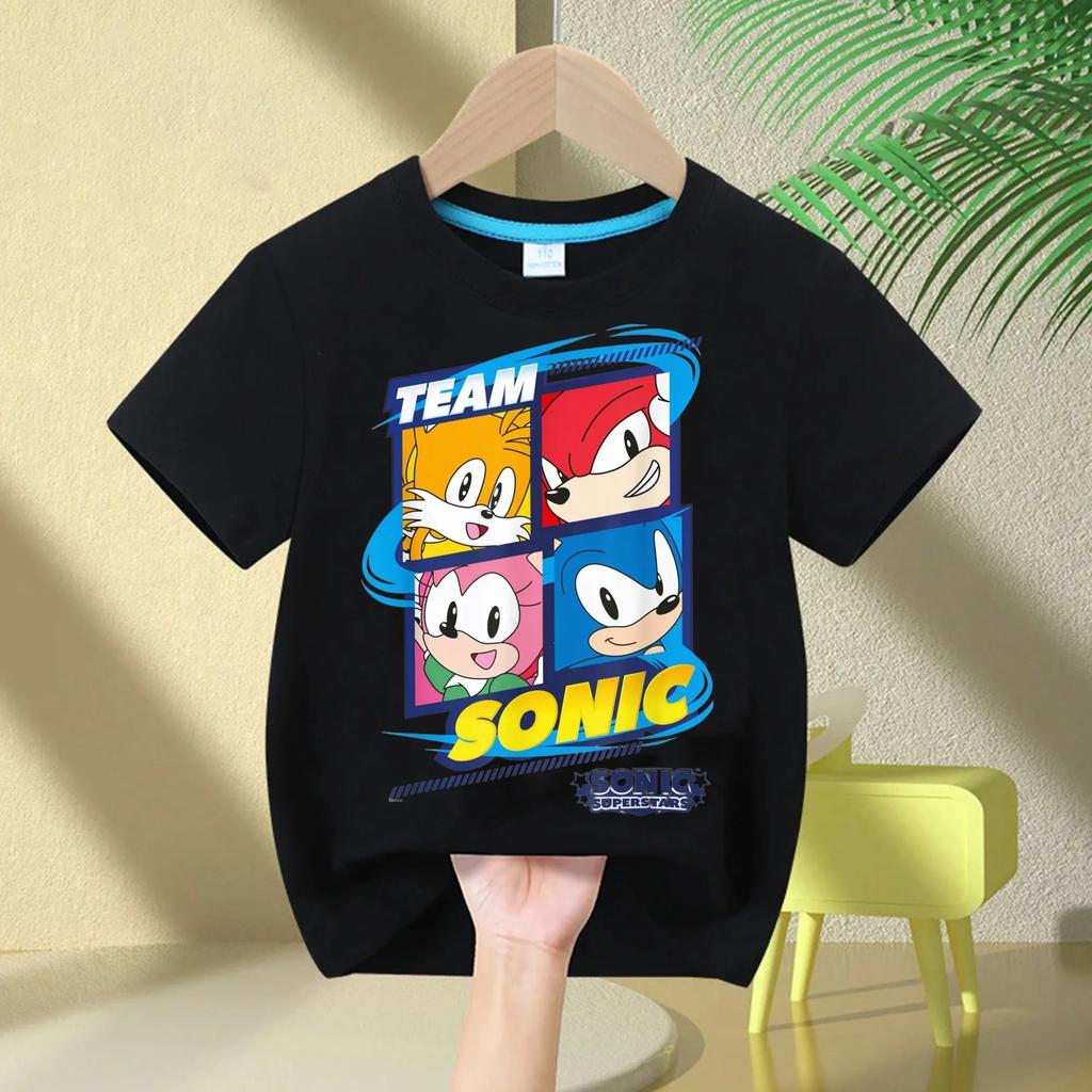 Sonic The Hedgehog Kids T-Shirt Anime Print Cotton Short Sleeve Boy Girl Summer Casual Top Gift