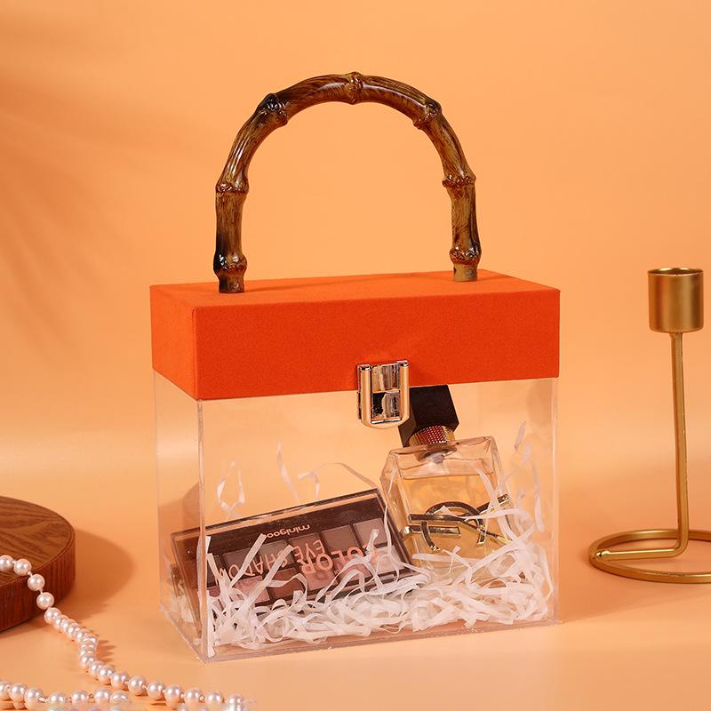 Cutie Cadou Elegantă din Acril Bambus: Ambalaj portabil creativ pentru cadouri de afaceri și de ziua de naștere