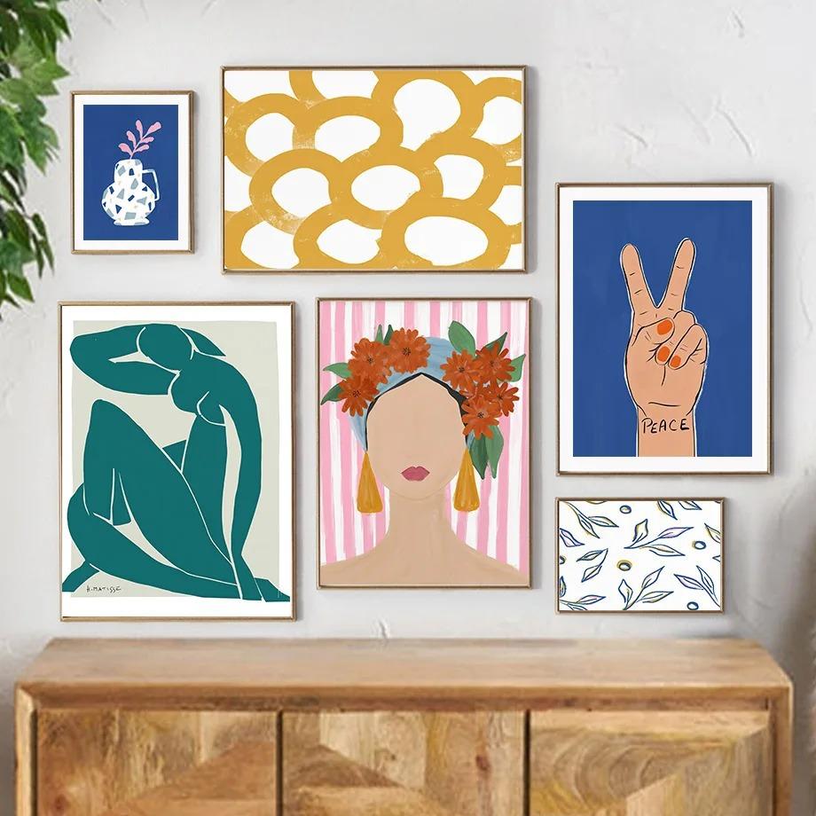 Nordische Retro Ästhetik Heimdekoration Wandkunst Blume Leinwand Ölgemälde