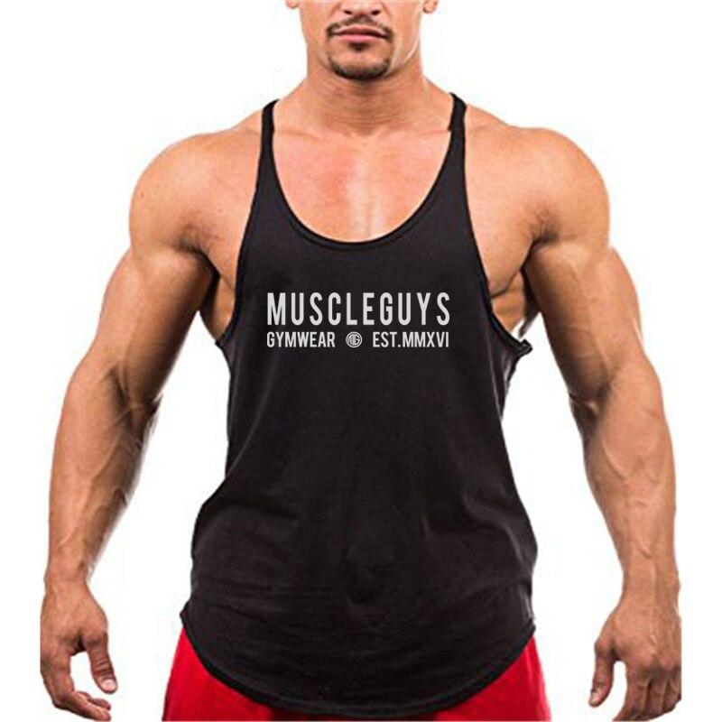 

Muscleguys Мужской Y-образный жилет для бодибилдинга и фитнеса, свободная дышащая впитывающая пот тренировочная футболка без рукавов L чёрный