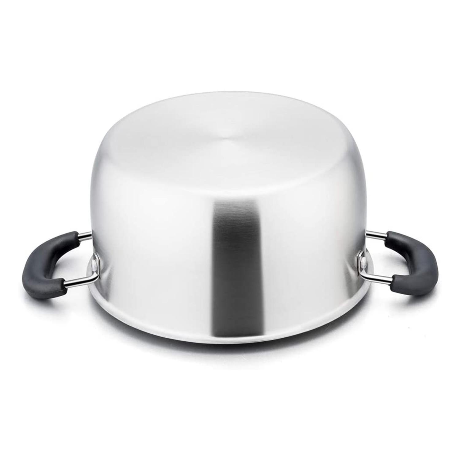 T02C!Stainless Steel Stock Pot, 4-Quart Stock Pot, With Lid, Heat-Resistant Double Handle Thickened Stock Pot