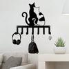 Modern Cat Silhouette Key Holder Wall Mount 7 Hook Space Saving Entryway Gift