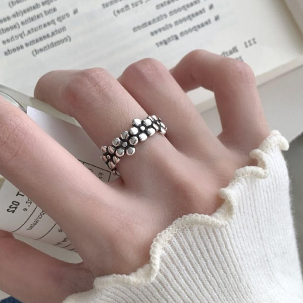 Ventfille Kupferblume Unregelmäßiger Ring für Damen Retro Design Persönlichkeit Vielseitig Hiphop Schmuck Party Geschenk Dropshipping gray