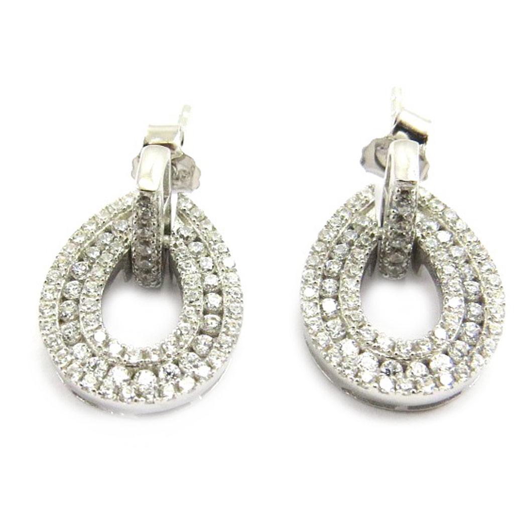 Les Trésors De Lily [L3724] - Silver Earrings 'Sissi' Silver White (rhodium-plated) - 18x11 Mm