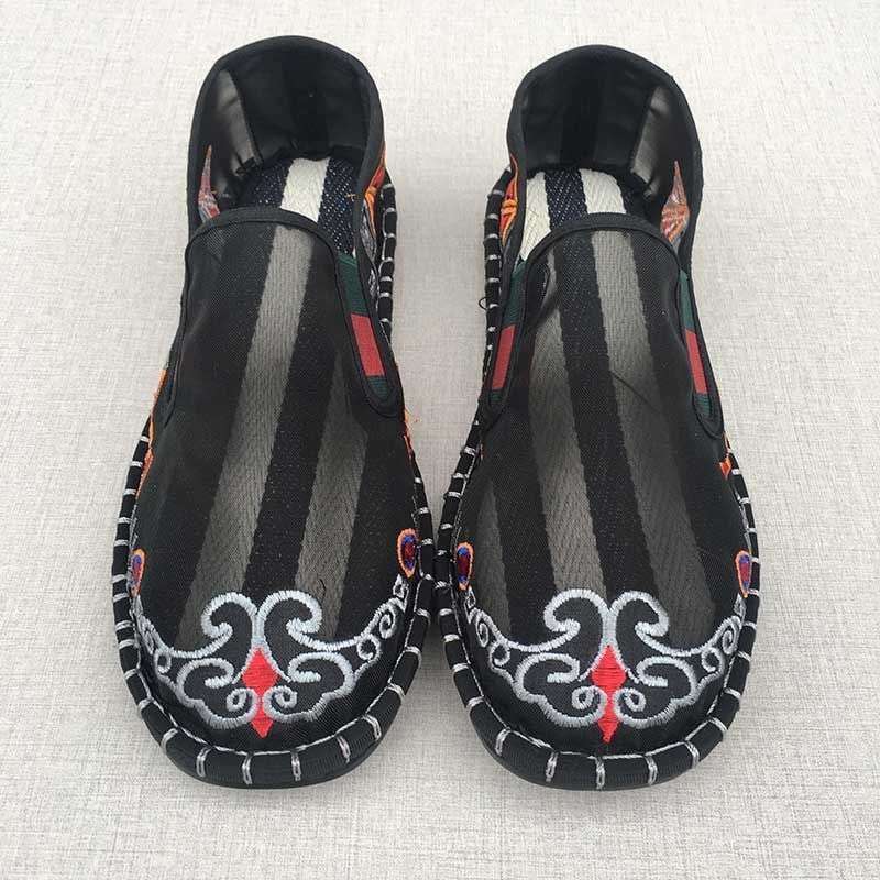 Old North Handmade Cloth Shoes Social People Hollow Mesh Shoes Air Conditioning Shoes Lazy Pervert Embroidery Face Mesh Sandals