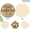 2D Flat Funny German " Leben Hier" Round Wooden Hanging Sign, Do Not Ring Doorbell Funny Warning Decorative Sign Suitable for Decorating Courtyards