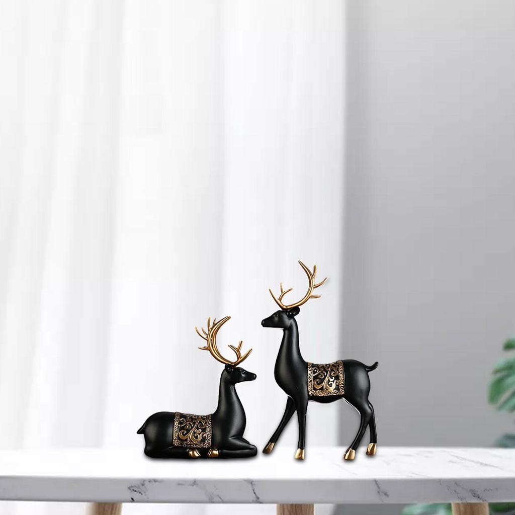 2 Hirschstatuen, Skulpturen, Kunstharzfiguren, Dekor, Liebesfiguren, Ornamente für Büro und Zuhause
