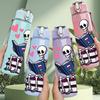 1PC Skeleton Reading Book Heart Love Art 750ml Color Plastic Sports Water Bottle Leakproof Flip Straw Lid Suitable for Sports Office Home Use