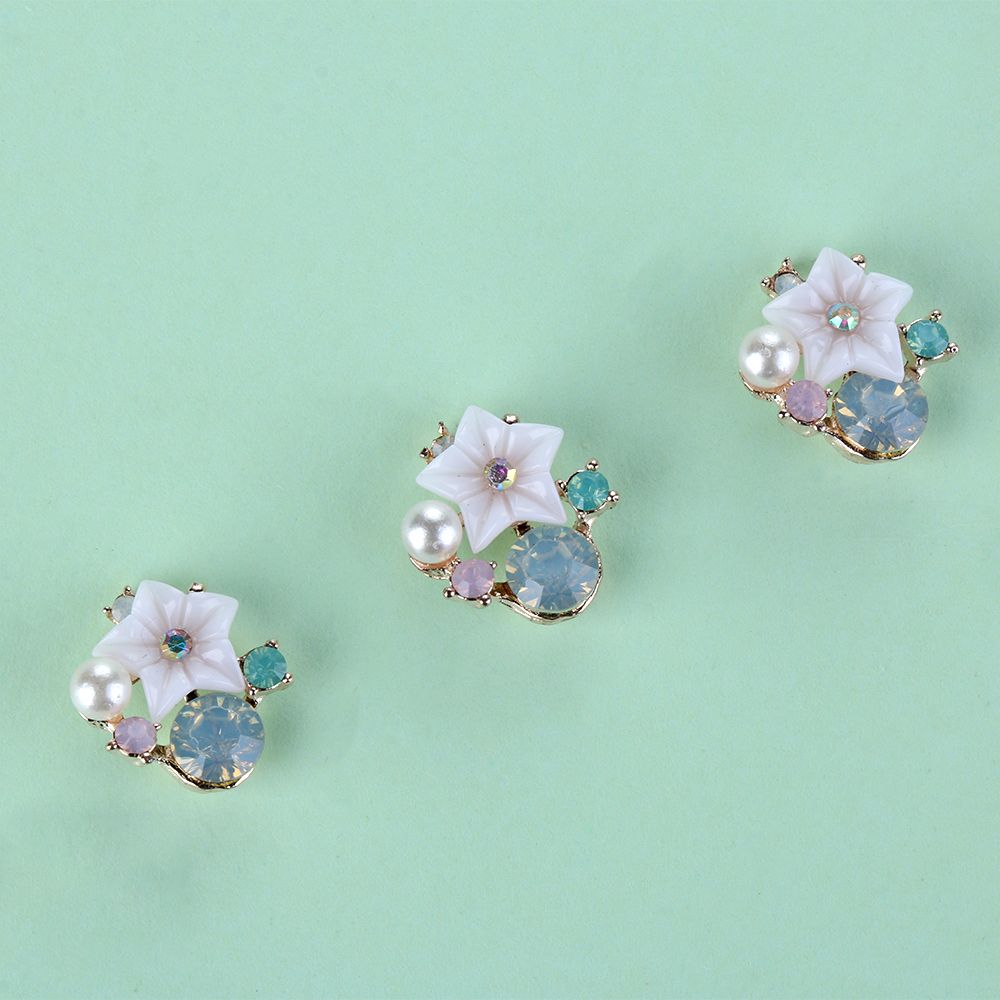 Clothing Decoration Hairpin Accessories Flatback Pearl Buttons Apparel Sewing Rhinestone Button Flower Buckle For 10PCS