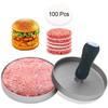 Stainless Steel Burger Press with Wood Handle – Non-Stick Patty Maker + 100 Patty Papers