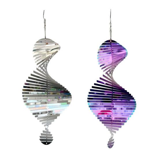 Yousheng Edelstahl Spiral-Windspiel, Hängendes reflektierendes Windspiel mit Haken, 3D-Windspiel für Innen Außen Garten Hof