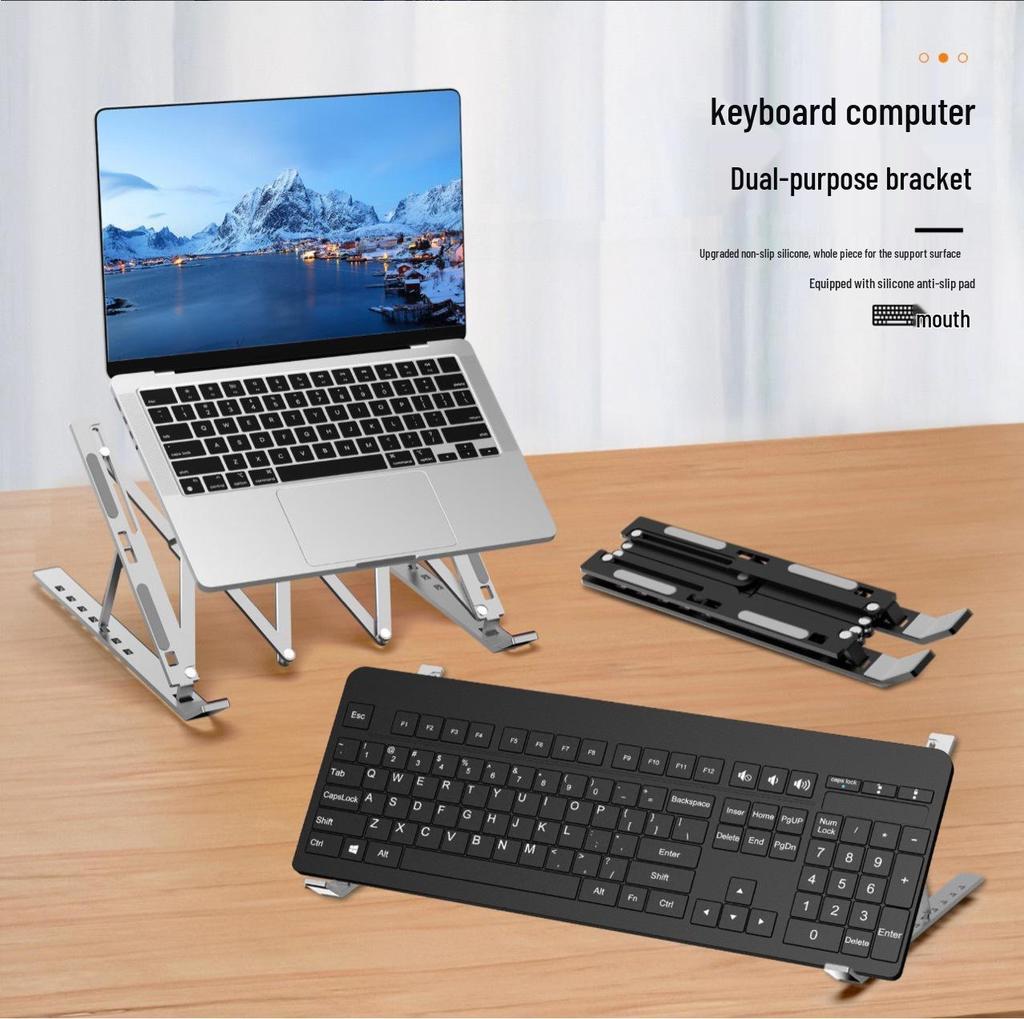 Portable Aluminum Alloy Laptop & Tablet Stand with Adjustable Angles, Enlarged Design, and Heat Dissipation